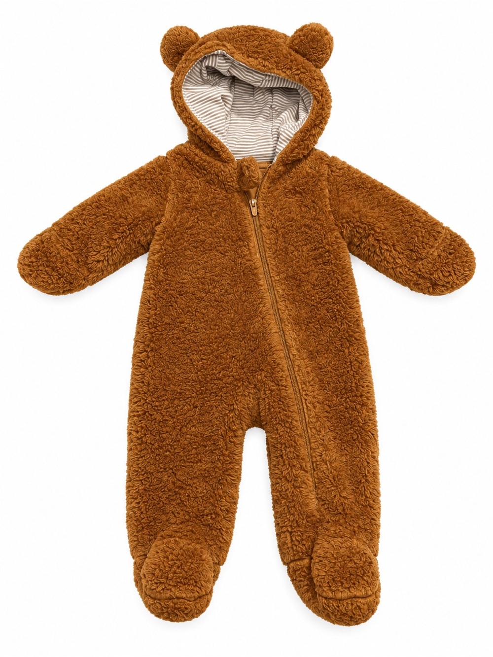 Carter's Brown Baby Bear Teddy Fleece Long-Sleeve Jumpsuit